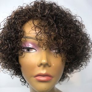 SOLD!!    Short Brown Highlighted Human Hair Wig